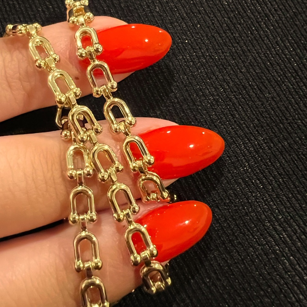 Gold Flat Link Necklace - image 1